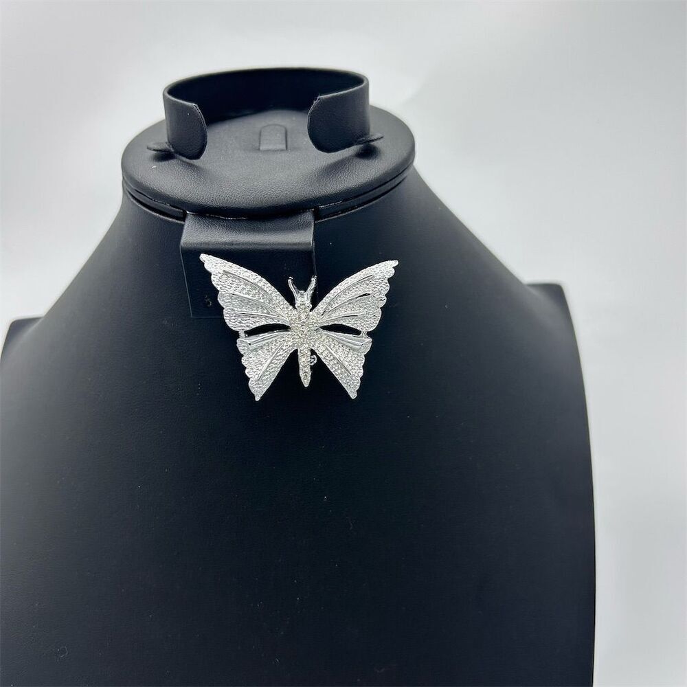 Vintage Gerry's Silver Butterfly Brooch with Clear Rhinestones